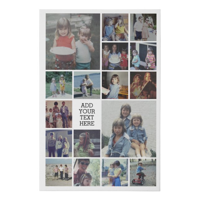 17 Photo Collage and Text - Can Edit White Faux Canvas Print (Front)