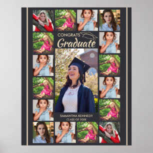 17 Photo Collage Congrats Grad 2026 Charcoal Gray Poster