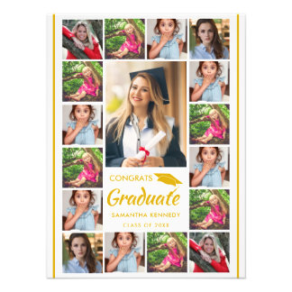 17 Photo Collage Gold Congrats Graduate Graduation Print