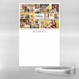 17 Photo Collage Monogrammed Name Magnetic Dry Erase Sheet