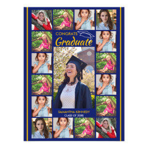 17 Photo Collage Template Congrats Graduate  Blue Print