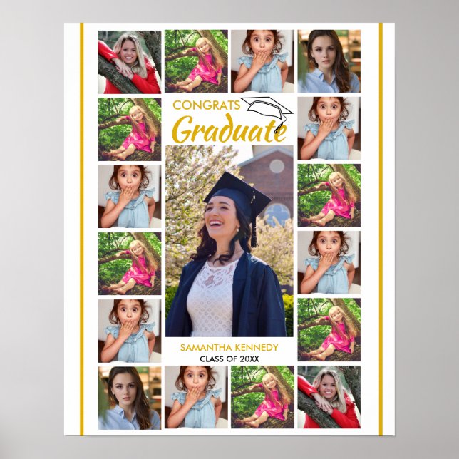 17 Photo Collage Template Congrats Graduate Name Poster (Front)