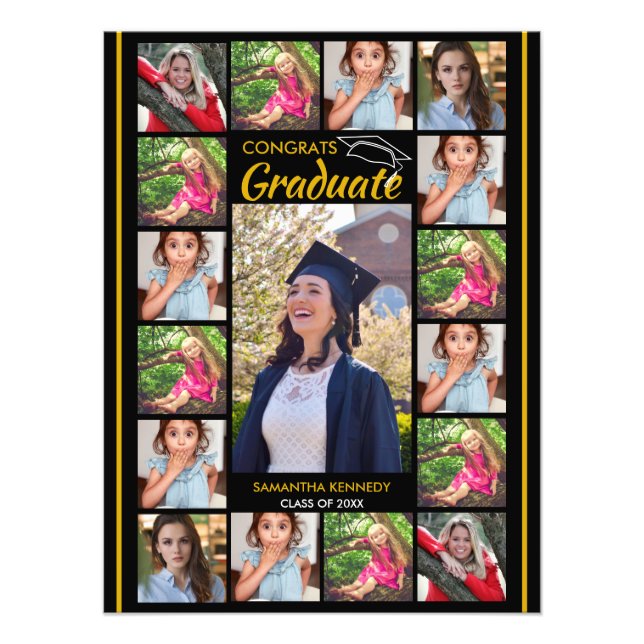 17 Photo Collage Template Congrats Graduate Poster (Front)
