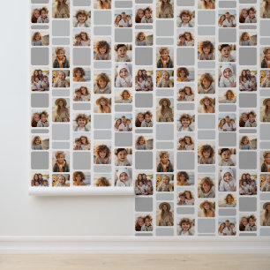 17 Photo Collage with Mod Pattern - Gray and White Wallpaper