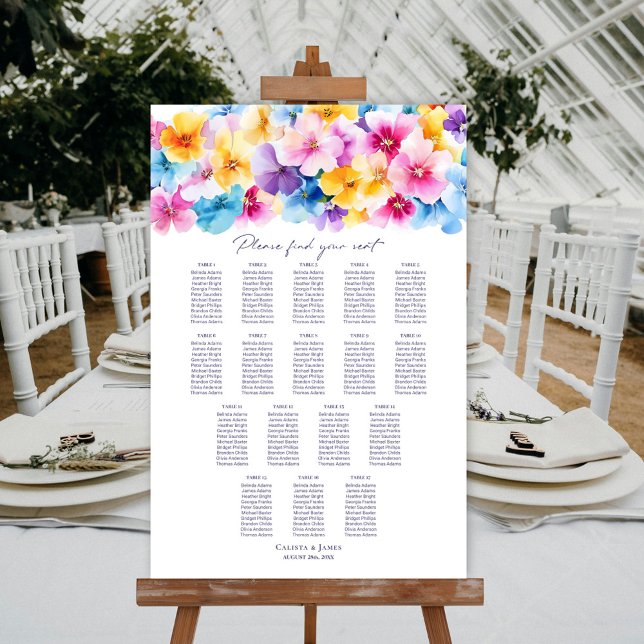 17 Table Colorful Floral Wedding Seating Chart (Creator Uploaded)