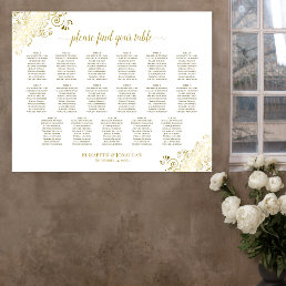 17 Table Gold Frills White Wedding Seating Chart