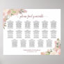 17 Table Pink Floral Elegant Wedding Seating Chart