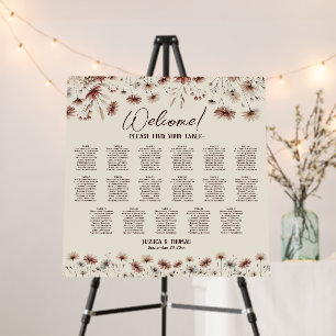 17 Table Rustic Wildflowers Wedding Seating Chart Foam Board