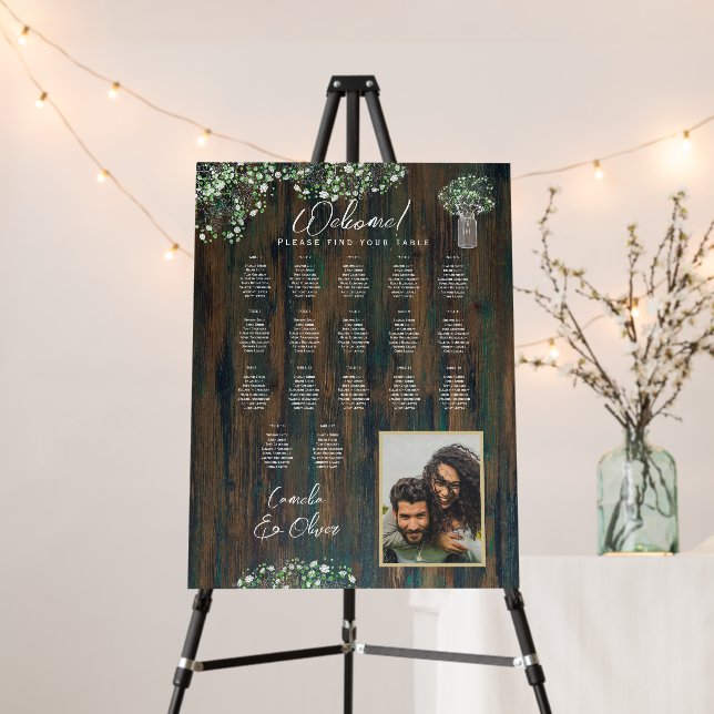 17 Table Rustic Wood Gypsophila PHOTO SEATING Foam Board (In Situ (Stand))
