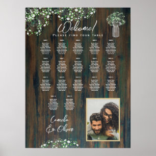 17 Table Rustic Wood Gypsophila PHOTO SEATING Poster