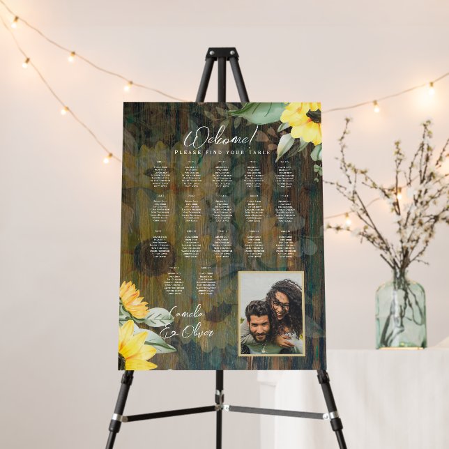 17 Table Rustic Wood SUNFLOWERS PHOTO SEATING Foam Board (In Situ (Stand))
