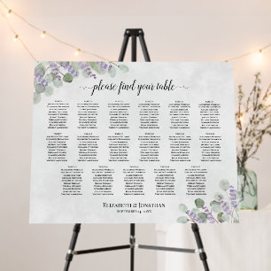 17 Table Wedding Seating Chart Lavender Eucalyptus Foam Board