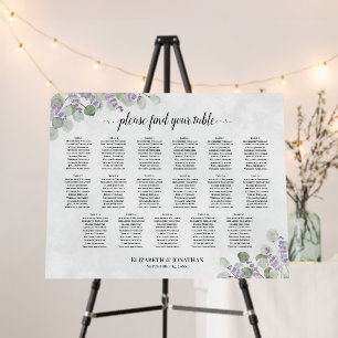 17 Table Wedding Seating Chart Lavender Eucalyptus Foam Board