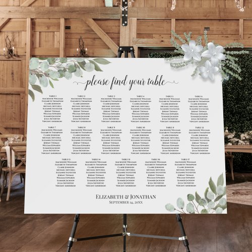 17 Table Wedding Seating Chart Rustic Eucalyptus Foam Board