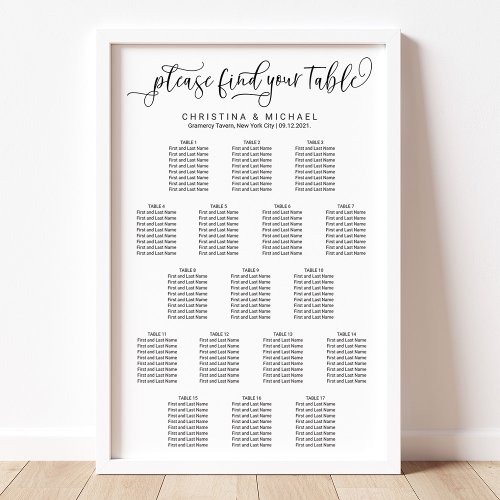 17 Tables 130_150 Guests Vertical Seating Chart