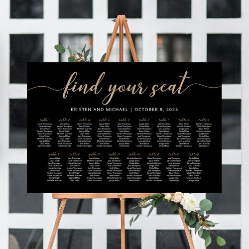 17 Tables Find Your Seat Black Seating Chart  Foam Board