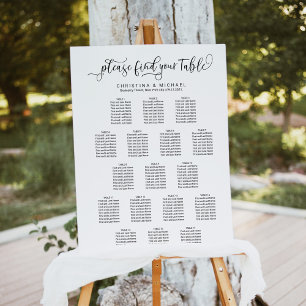 17 Tables plan 130-150 Guests Vertical Calligraphy Foam Board