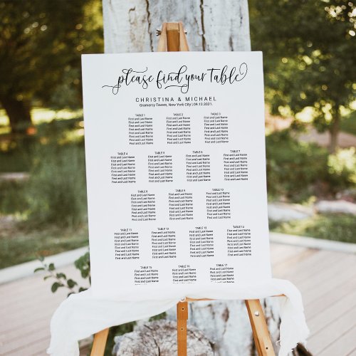 17 Tables plan 130_150 Guests Vertical Calligraphy Foam Board