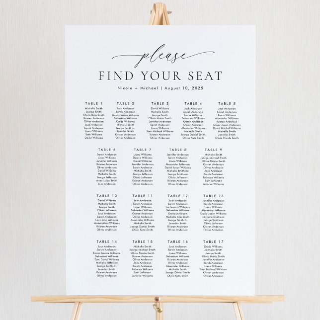 17 Tables Please Find Your Seat Seating Chart Foam Board (Creator Uploaded)