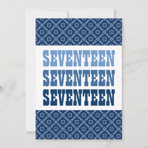 17 TEEN Birthday Modern Navy V07 Invitation