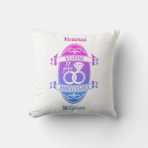 17 Year 17th wedding anniversary Throw Pillow