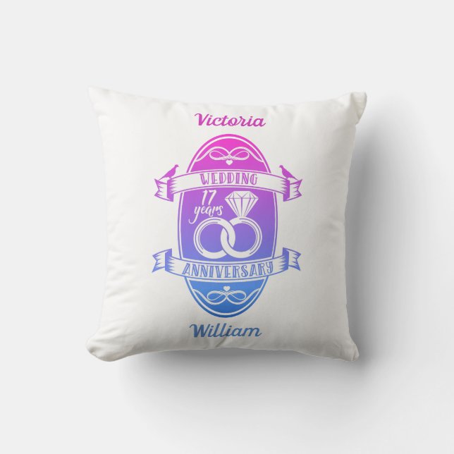 17 Year 17th wedding anniversary Throw Pillow (Front)