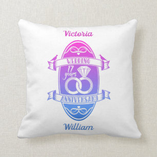 17 Year 17th wedding anniversary Throw Pillow