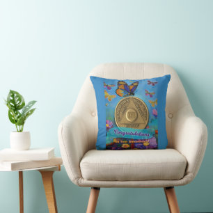 17 Year CUSTOM NAME Sober Anniversary Butterflies Throw Pillow
