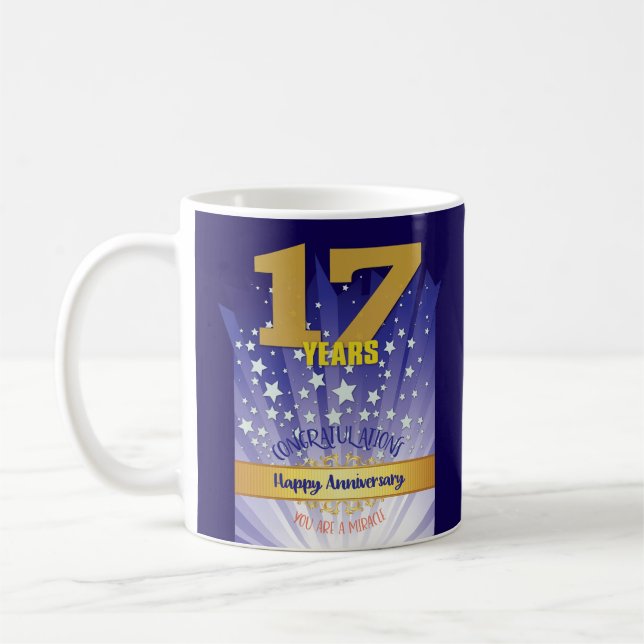 17 Year CUSTOM Recovery Anniversary Bold Numeral Coffee Mug (Left)