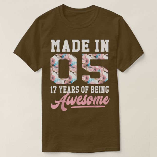 17 Year Old 17th Birthday Gift teenager Girls Made T-Shirt (Design Front)