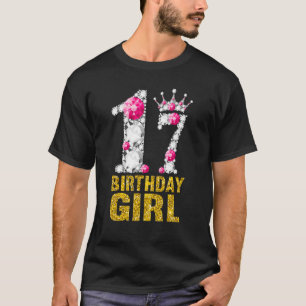 17 Year Old  17th Birthday Girl Queen diamond crow T-Shirt