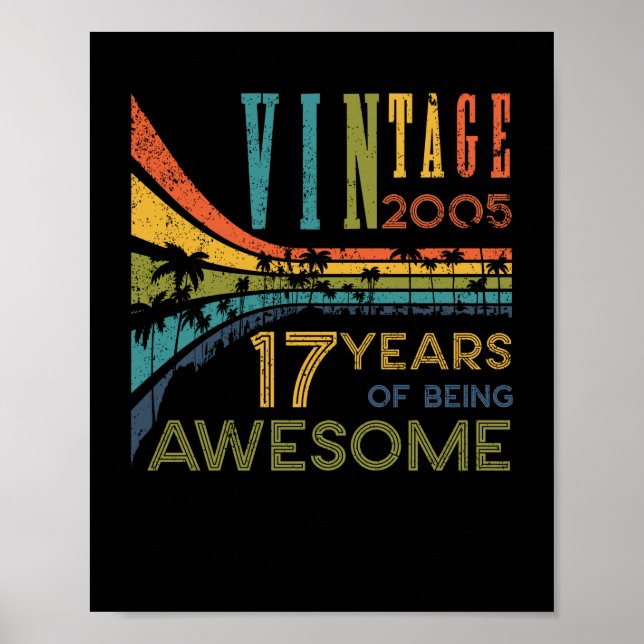 17 Year Old Birthday Vintage 2005 17th Birthday Poster (Front)