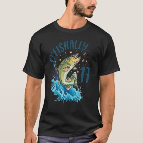 17 Year Old Fishing Birthday 17th Bass Fish Teen B T_Shirt