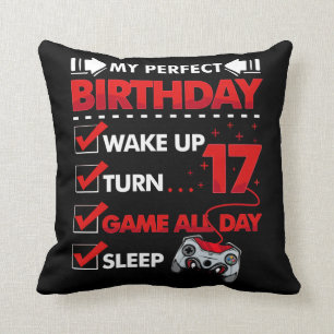 17 Year Old Gamer Boy 17th Perfect Birthday Gaming Throw Pillow