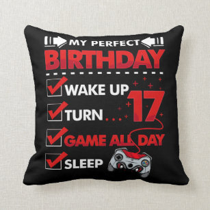 17 Year Old Gamer Boy 17th Perfect Birthday Gaming Throw Pillow
