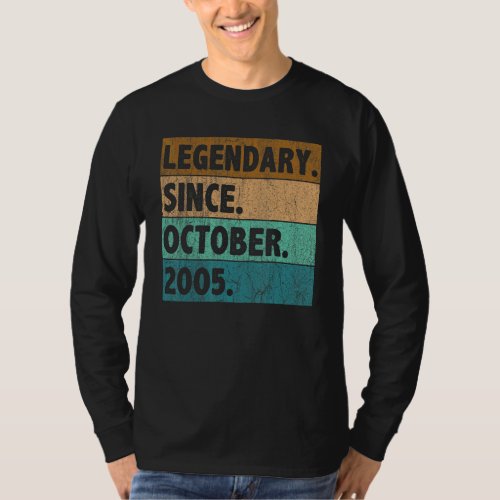 17 Year Old  Legend Since October 2005 17th Birthd T_Shirt