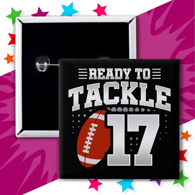 17 Year Old Tackle Football Party 17th Birthday Button (Creator Uploaded)