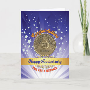 17 Year Recovery Coin Anniversary You're A Miracle Card