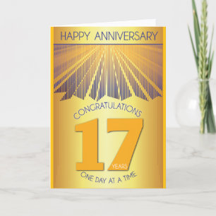 17 Year Sober Anniversary Golden Ray 12 Step Card