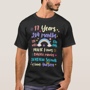 17 Years 204months 884 Weeks Birthday 17th Bday Ra T-Shirt