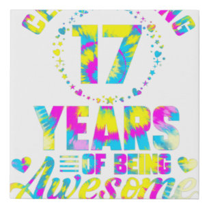17 Years of Being Awesome 17 Years Old 17th Birthd Faux Canvas Print
