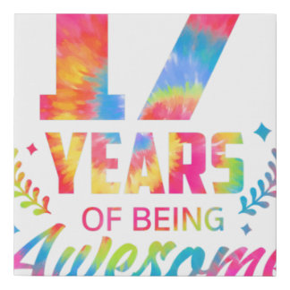 17 Years Of Being Awesome 17th Birthday Girl Tie D Faux Canvas Print