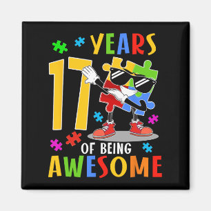 17 Years Of Being Awesome Birthday Dabbing Autism Magnet