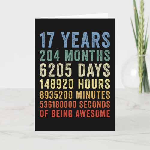 17 Years Of Being Awesome Cool Birthday Card