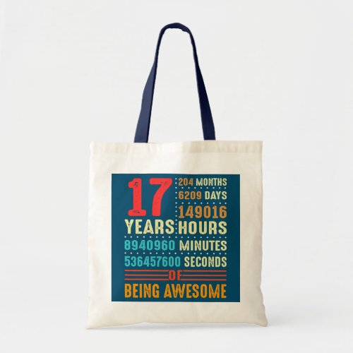 17 Years Old 17th Birthday Vintage 204 Months For Tote Bag