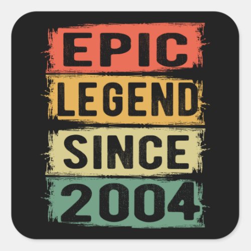 17 Years Old Bday 2004 Epic Legend 17th Birthday Square Sticker