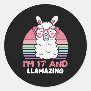 17 Years Old Bday Llamazing 17th Birthday Llama Classic Round Sticker