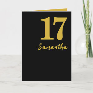 17 Years Old Birthday Card, Black and Gold Announcement