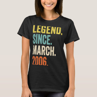 17 Years Old Boy Legend Since March 2006 17th Birt T-Shirt