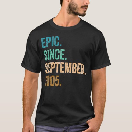 17 Years Old Epic Since September 2005 17th Birthd T_Shirt